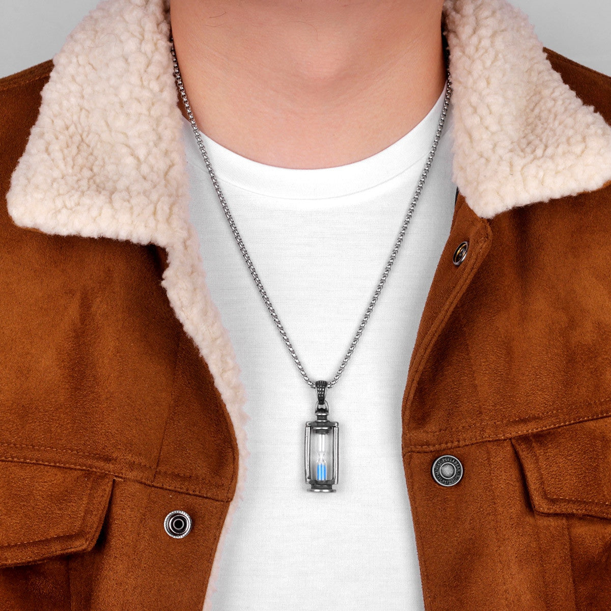 Sands Of Time | Retro No Fade Stainless Steel Time Hourglass Pendant Chain Necklace