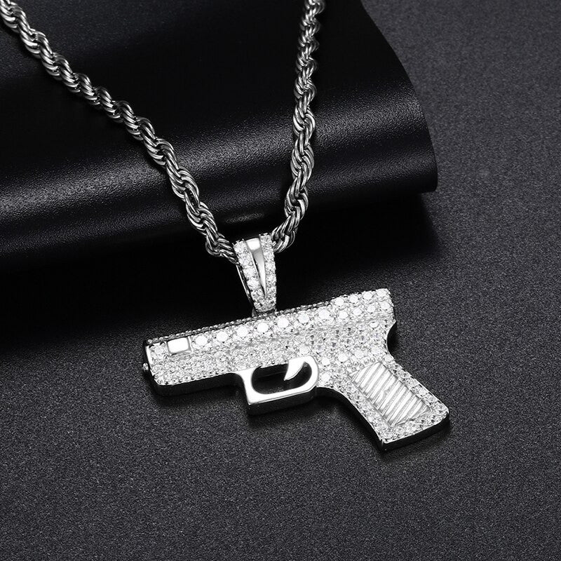 Golden Gunner | 925 Sterling Silver over 18k Gold 380 Pistol Hip Hip Pendant