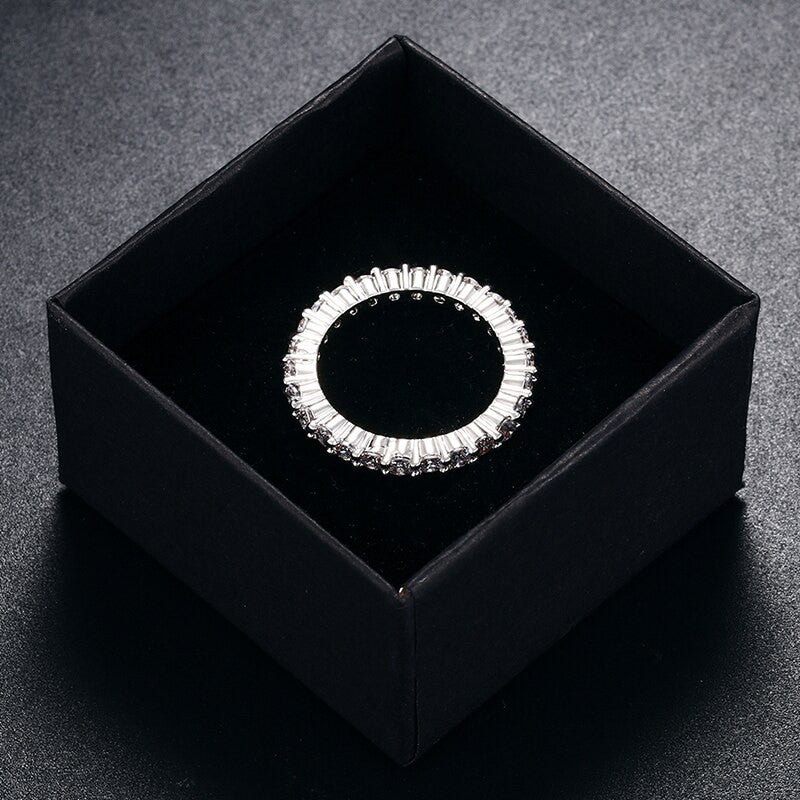 2.5mm Solitaire Tennis Chain Flooded Ice Prong Set I Row Hip Hop Street Wear Rings