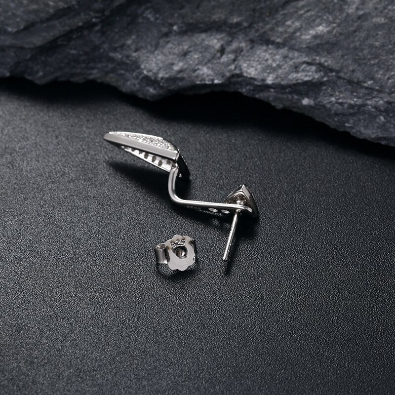 18k Gold Over Solid 925 No Fade Sterling Silver Arrow Head Stud Iced Blinged Out Earrings