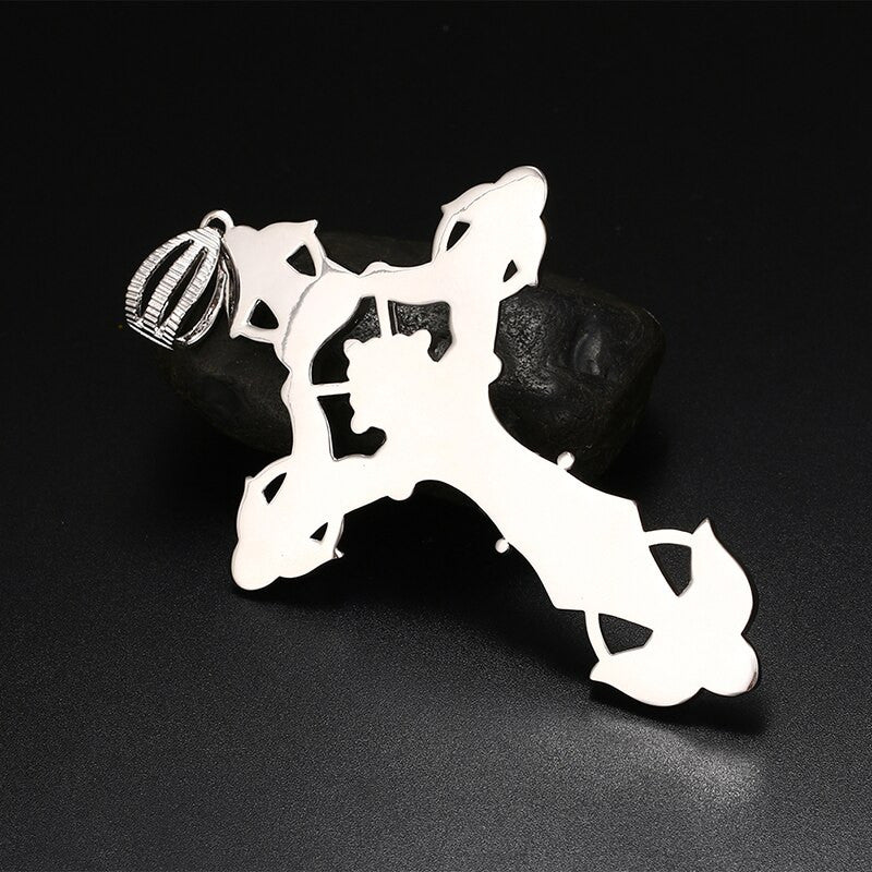 Mens Byzantine Larger 4" 14k Gold Silver Rose Gold Jesus Crucifix Cross Pendant