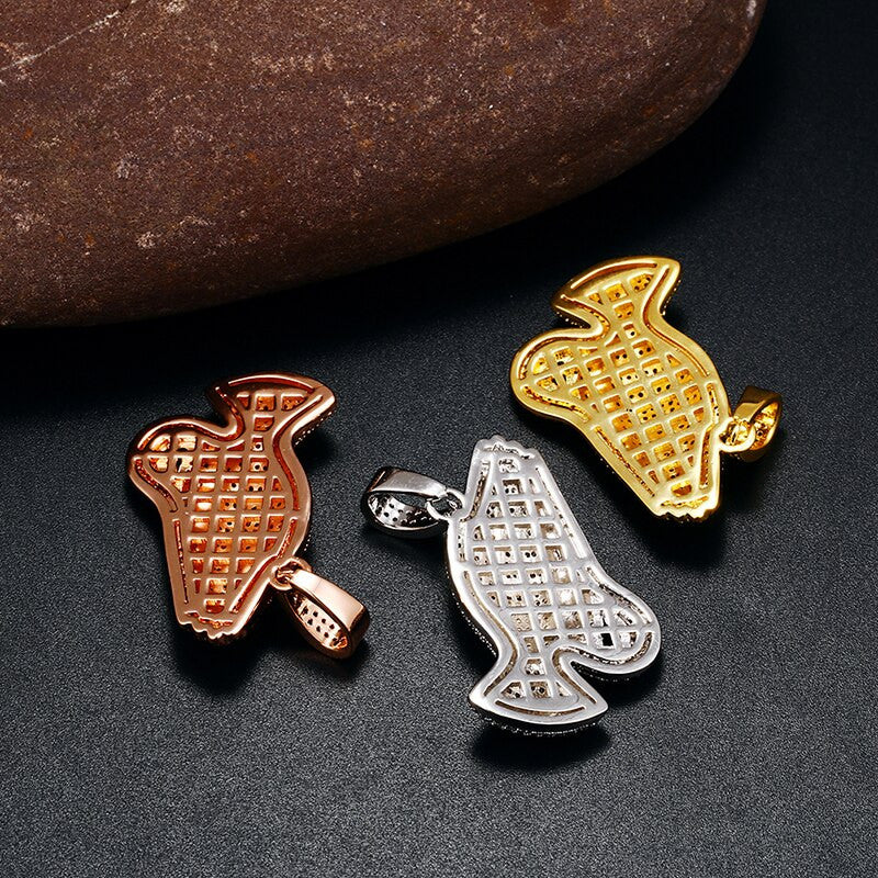 Mens Hip Hop 18k 925 Silver Rose Gold Jesus Hands Of Prayer Pendant Chain Necklace