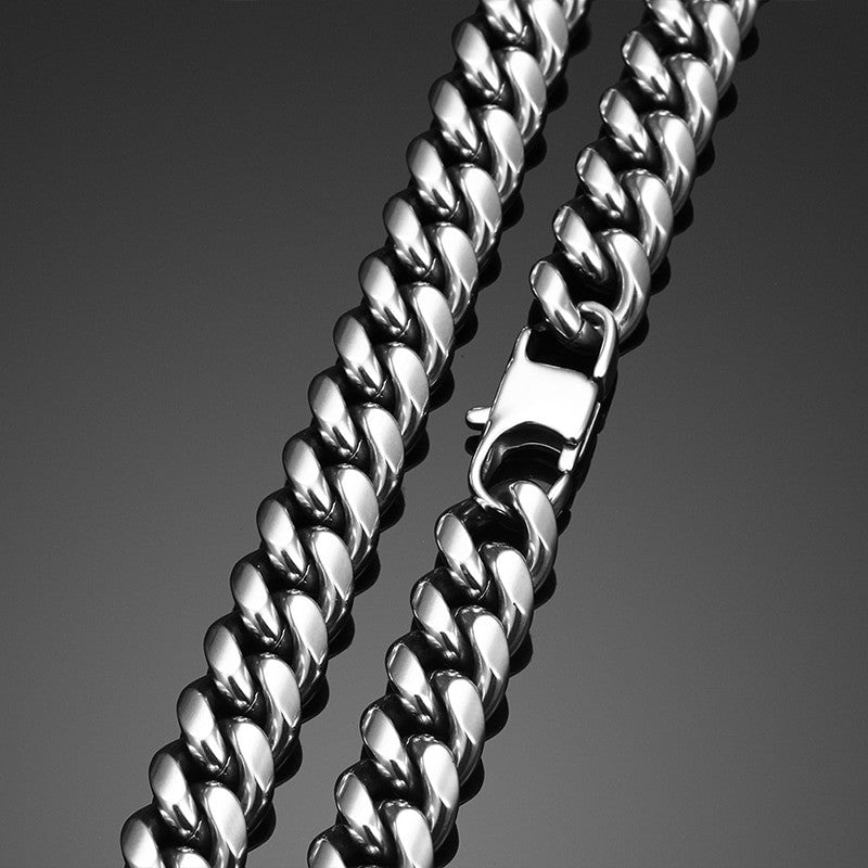 Mens No Fade Solid Stainless Steel Hip Hop Miami Cuban Curb Link Chain Necklace