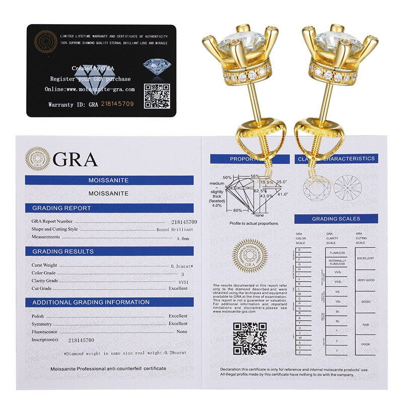 Genuine VVS 1ct Lab Diamond Solid Sterling Silver Hip Hop Casual Bling Earrings