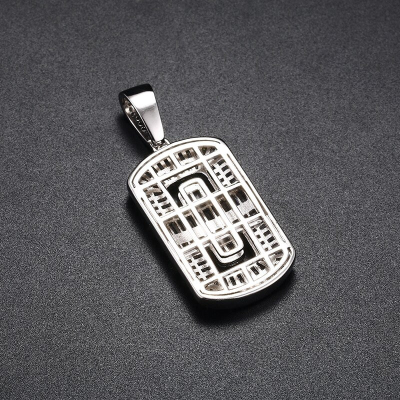 Mens Flooded Ice Baguette 18k Gold 925 Silver D-Tag Style Hip Hop Pendant