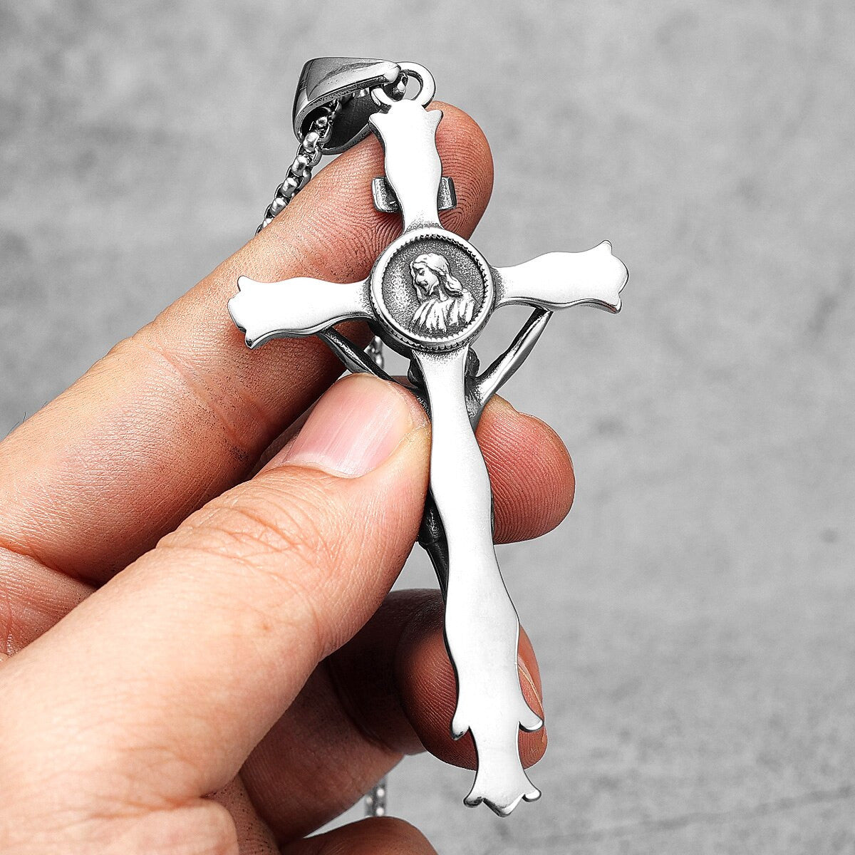 INRI | Solid No Fade Stainless Steel Jesus Passion Cross Pendant Chain Necklace