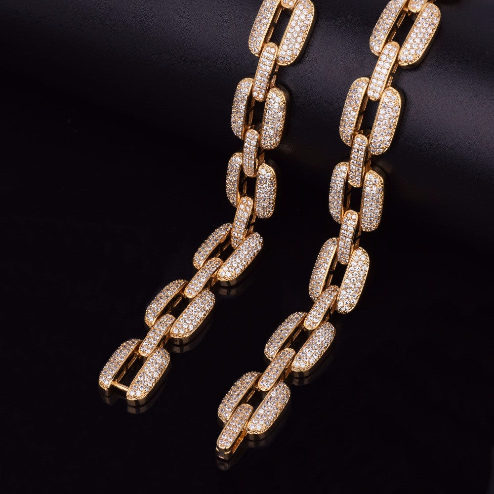 Flooded Ice 24k Gold 925 Silver AAA Micro Pave O Link Hip Hop Chain Bracelet