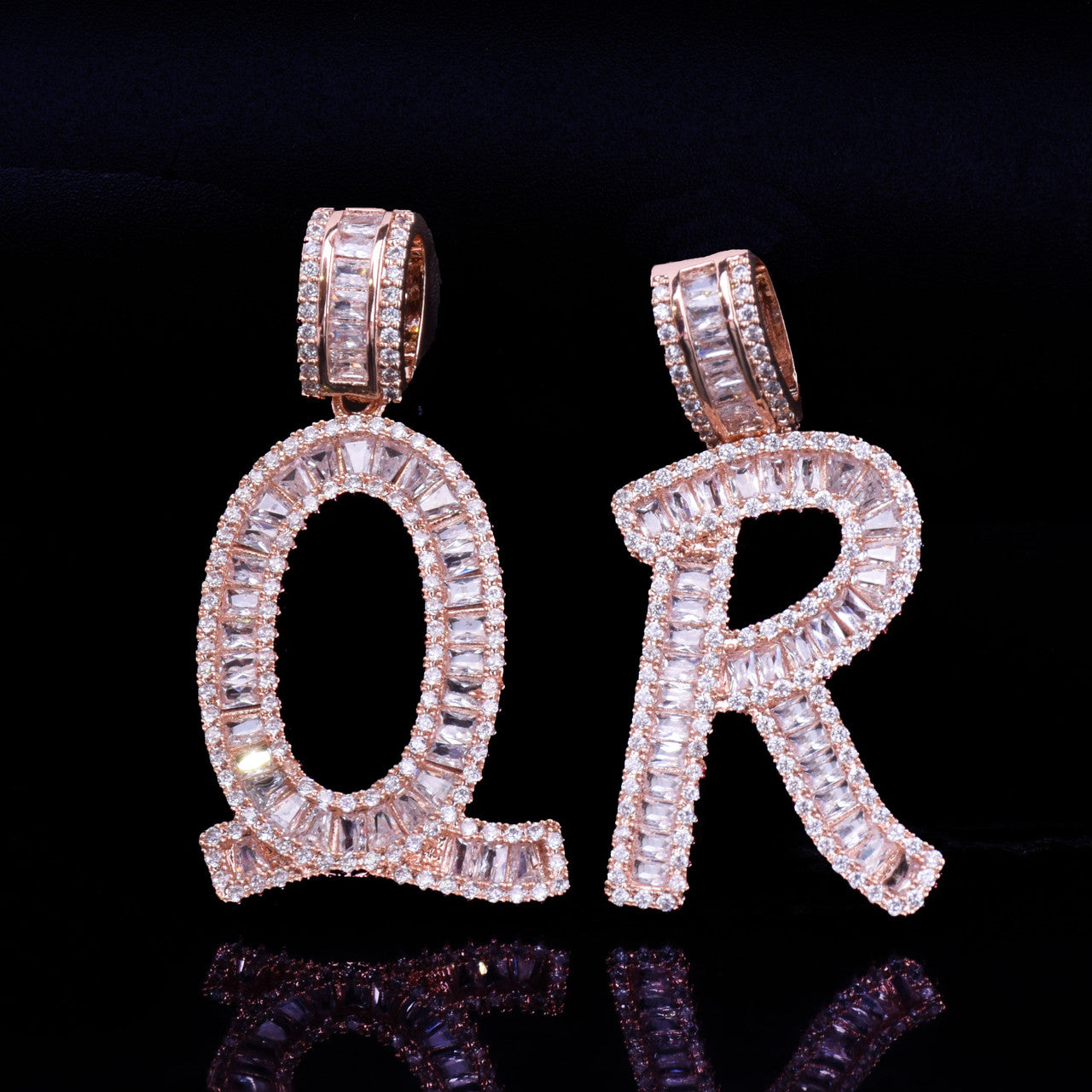 Diamond Lettered | VVS CZ 18k  Baguette Initial Letter Hip Hop Pendant