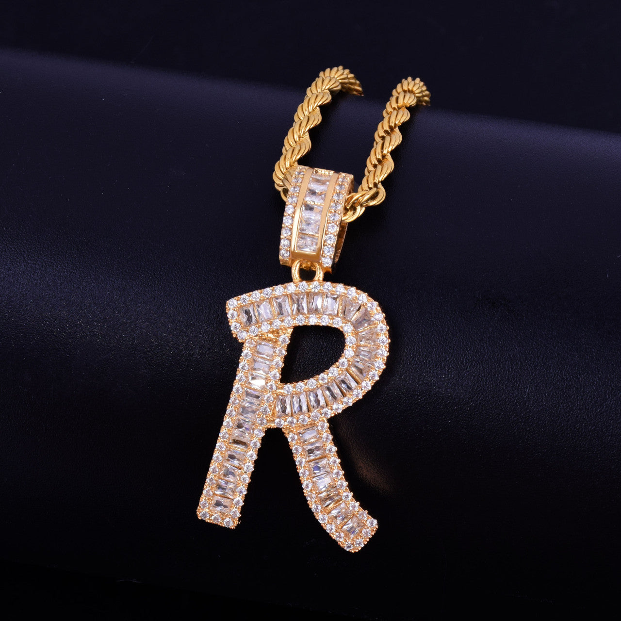 Diamond Lettered | VVS CZ 18k  Baguette Initial Letter Hip Hop Pendant
