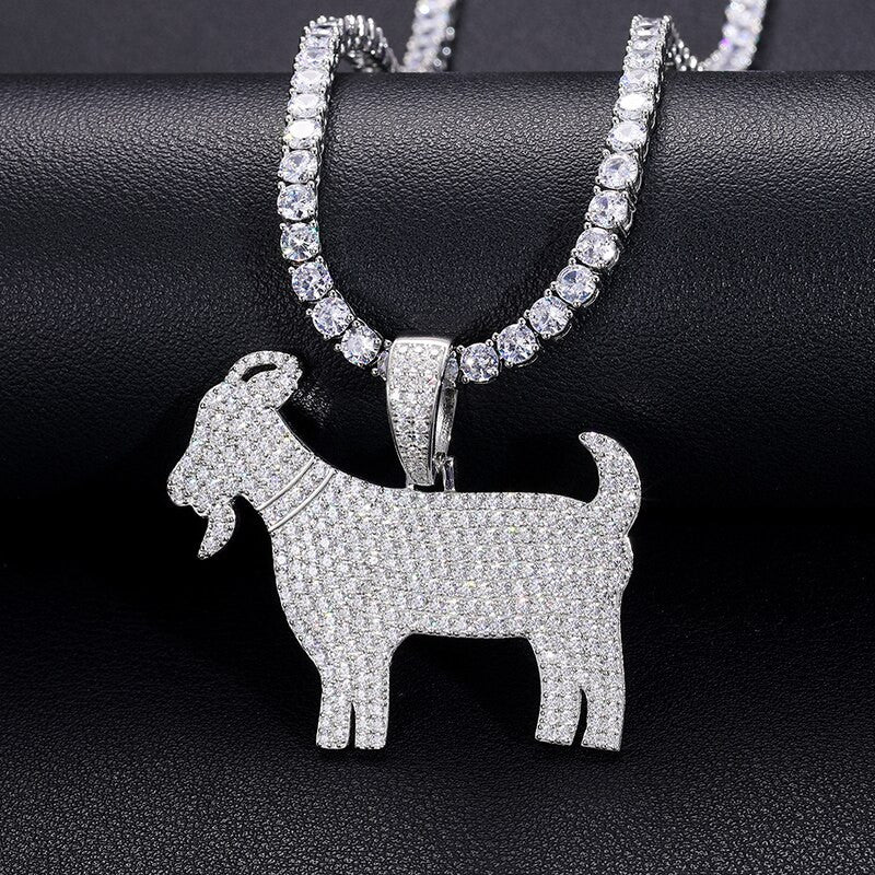 Blinged Out Solid 925 Silver Genuine VVS Moissanite Diamond Goat Hip H ...