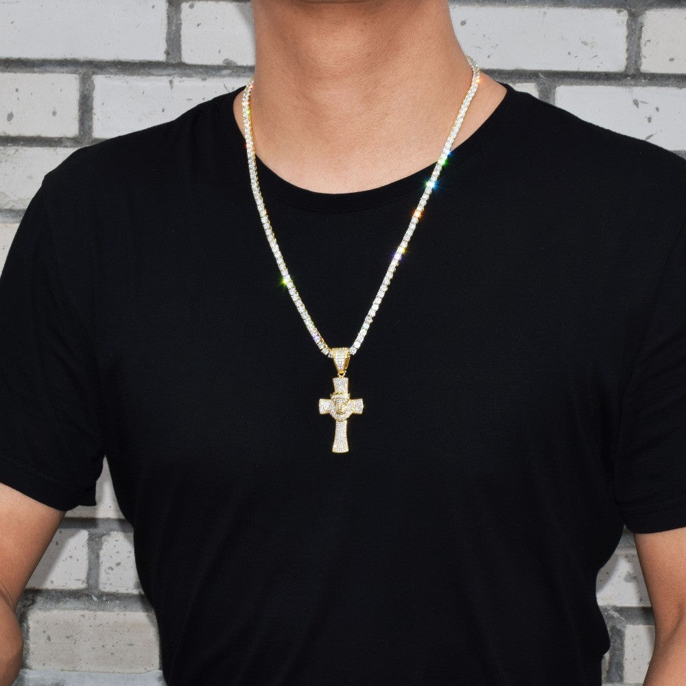 VVS Diamond Micro Pave 18k Gold .925 Silver Lion Of Judah Hip Hop Cross Pendant