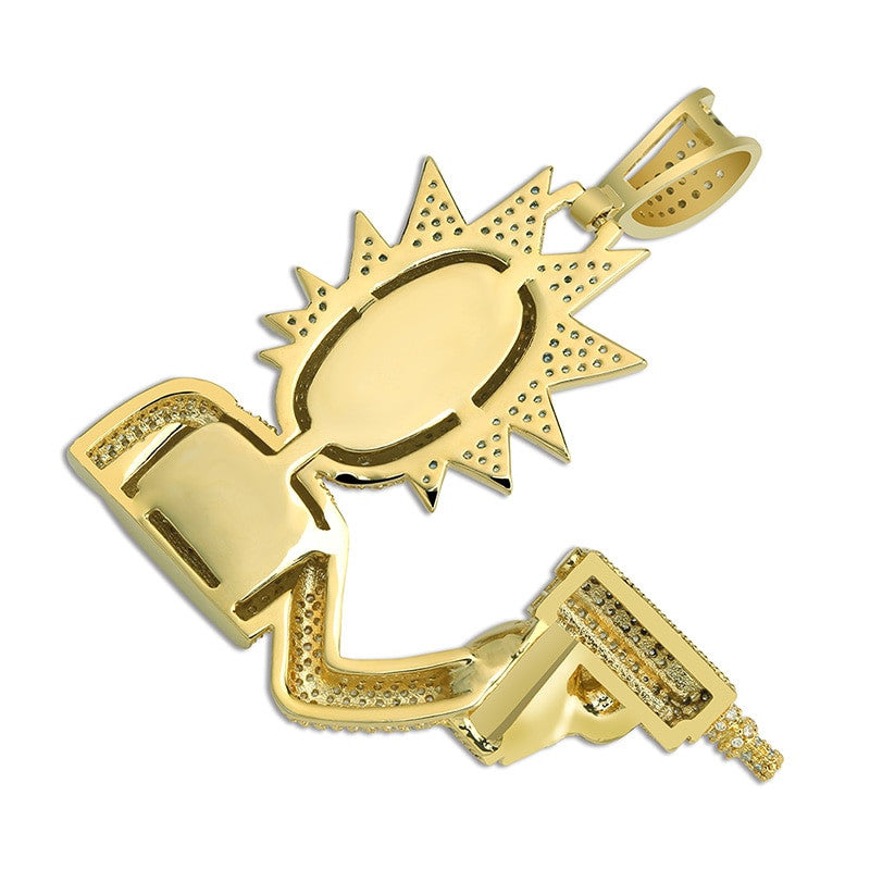 Iced AAA True Micro Pave  Gold Silver Morty Hip Hop Pendant Chain Necklace