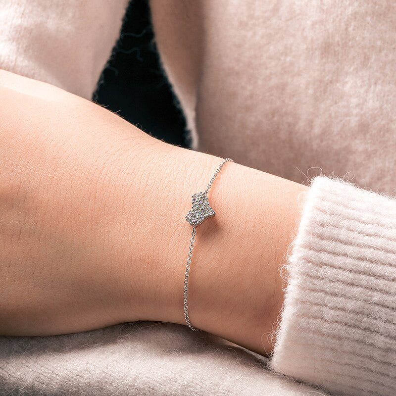 925 Solid Sterling Silver D Color VVS Diamond Adjustable Heart Chain Bracelet