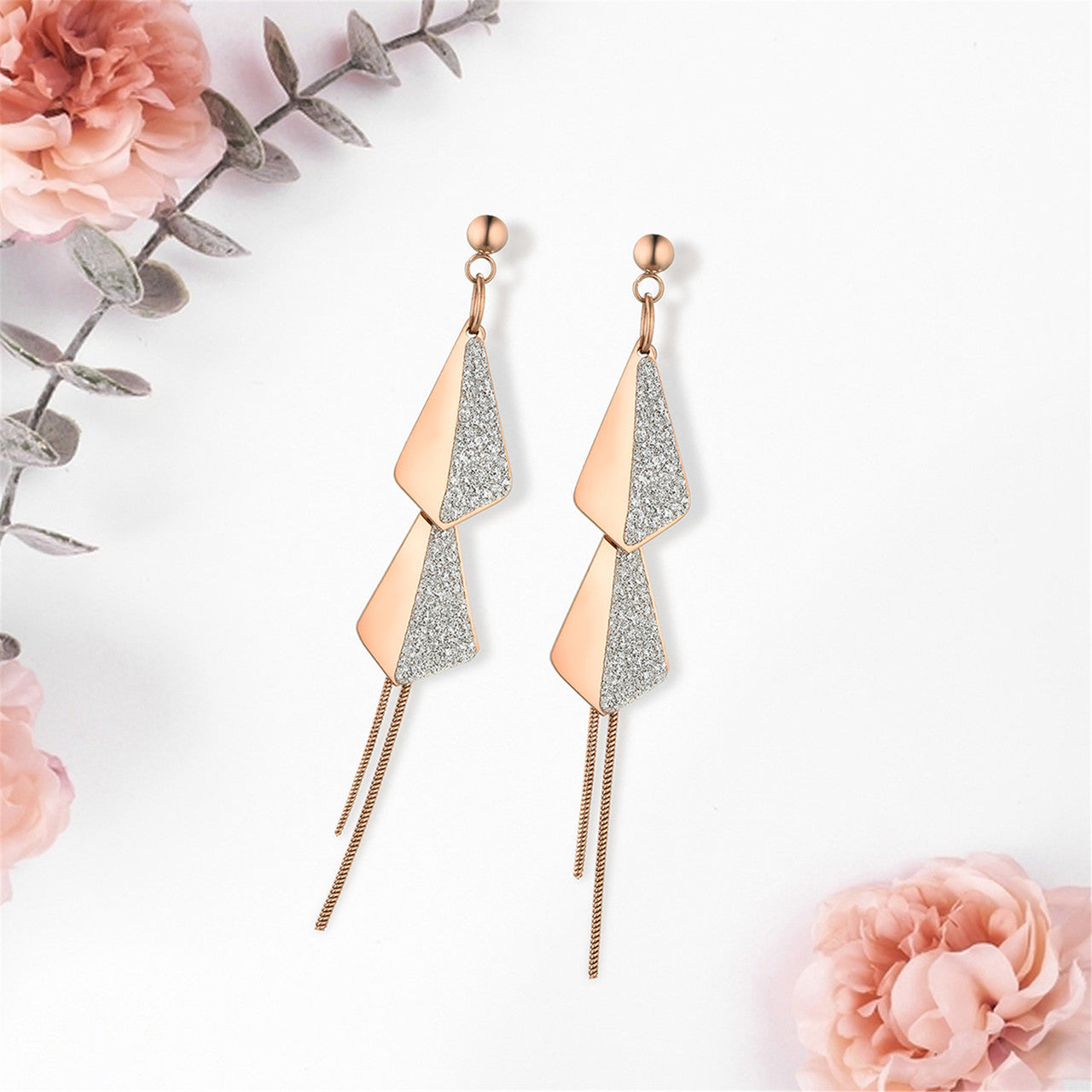 Ladies Dangle Drop Korean Design Tassel Dangle Drop No Fade Stainless Steel Earrings