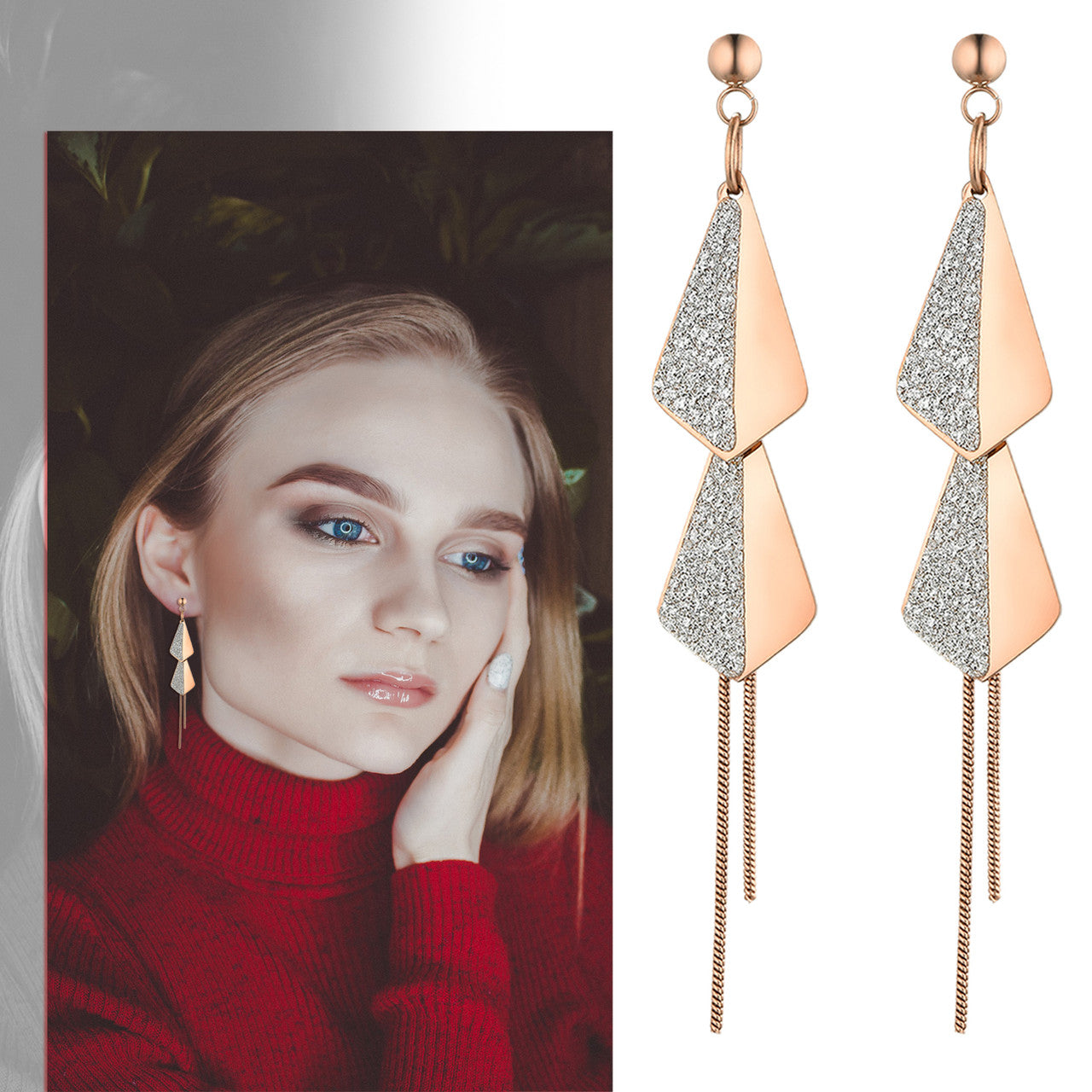 Ladies Dangle Drop Korean Design Tassel Dangle Drop No Fade Stainless Steel Earrings