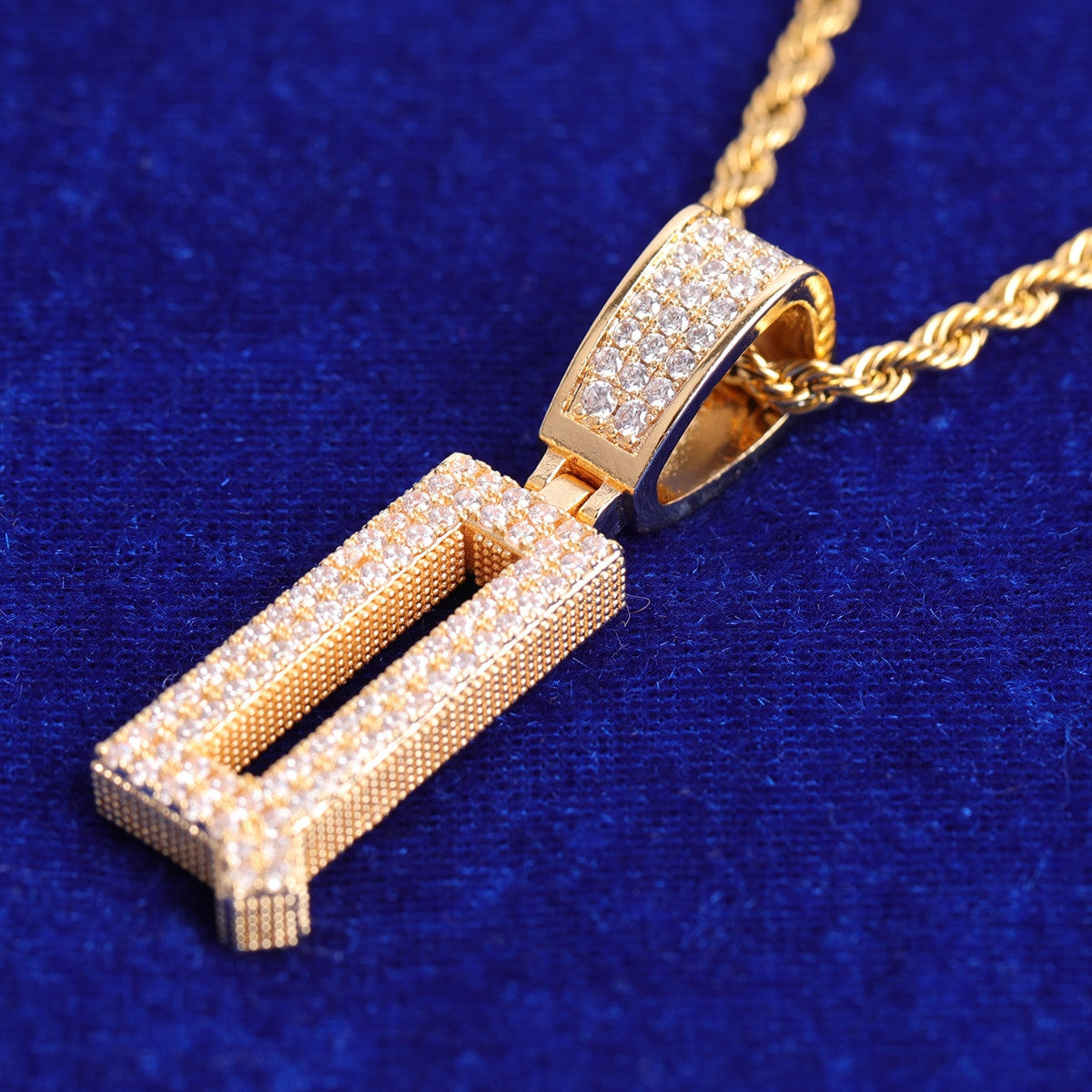 GQ-ICED | VVS Diamond CZ Flooded Ice Hip Hop Initial Pendant Chain Necklace