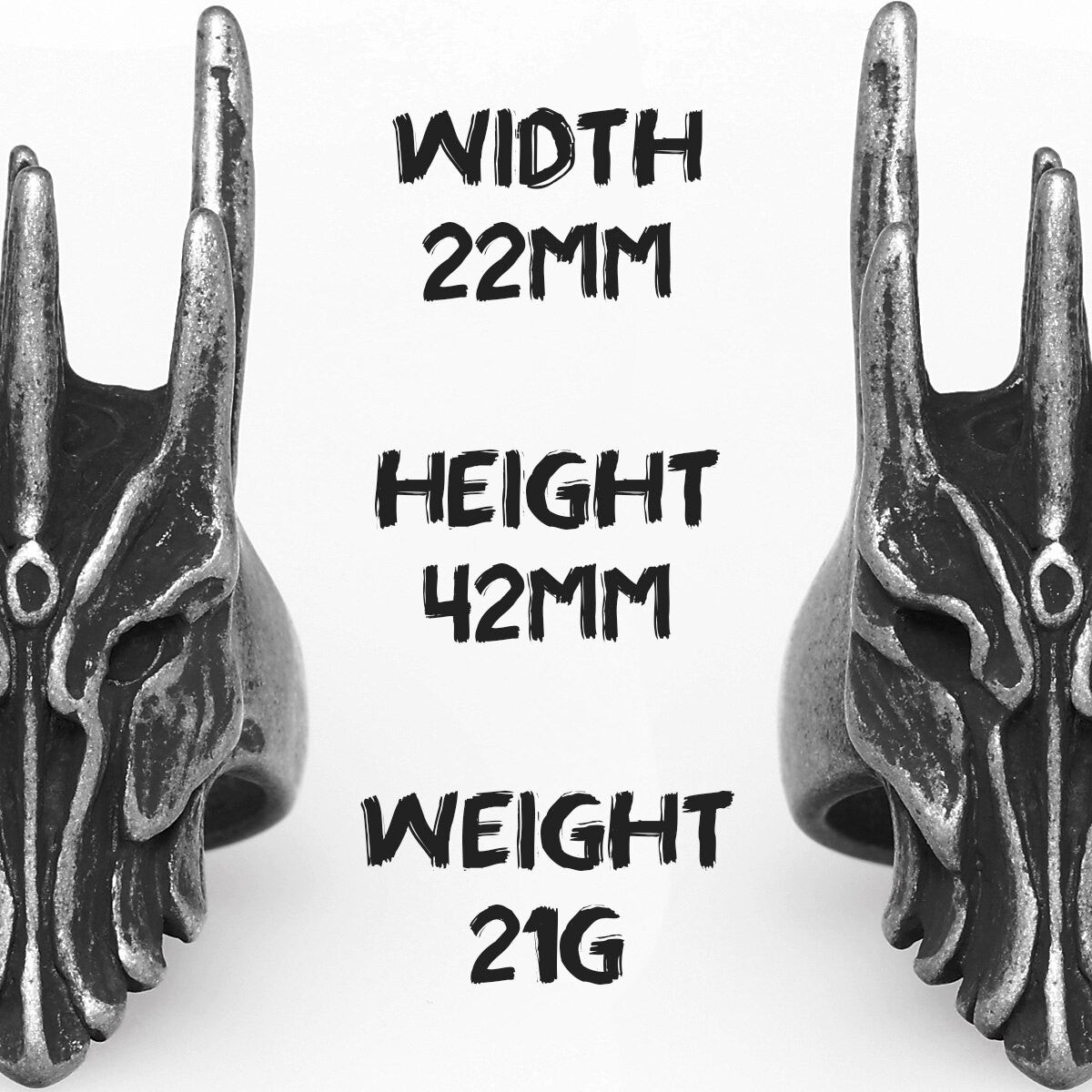 Ice Crown Stainless Steel Mens No Fade Lich King Skull Mask Rings