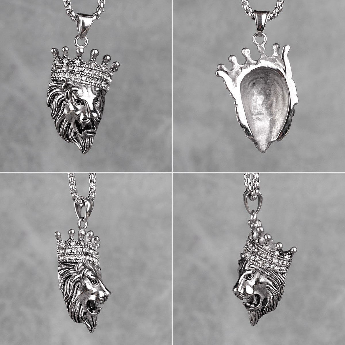 Mens 14k Gold Black Hematite No Fade Stainless Steel Lion King Hip Hop Pendant