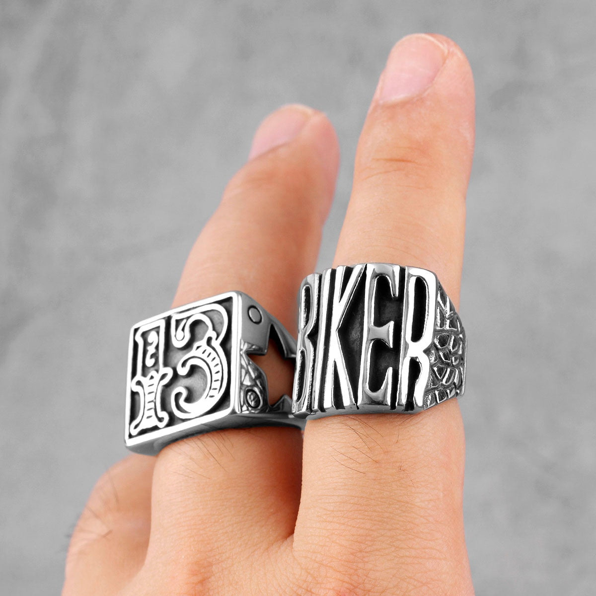 Bold No Fade 13 Biker Silver Stainless Steel Street Wear Motorcycle Club Rings