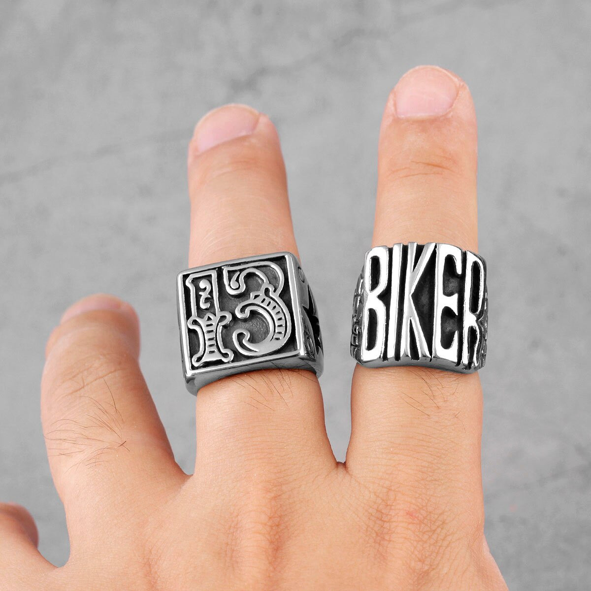 Bold No Fade 13 Biker Silver Stainless Steel Street Wear Motorcycle Club Rings
