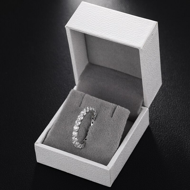 Ladies Iced Luxury Genuine 3.0mm VVS Lab Diamond Solid Sterling Silver Rings