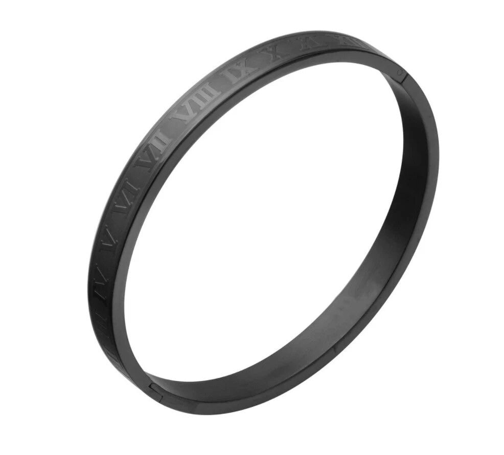 Mens Luxury Cuff Stainless Steel Roman Numeral Street Wear Bracelets