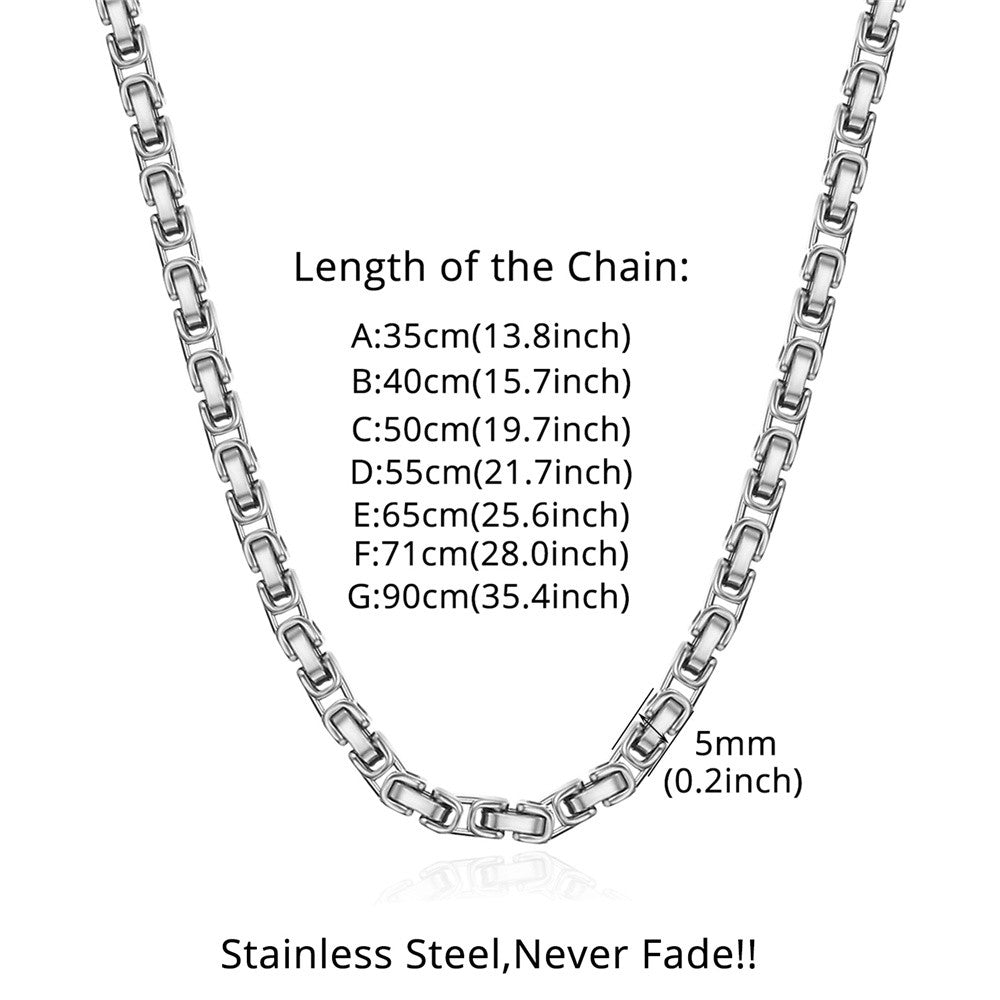 Mens 5mm Stainless Steel Byzantine Choker Sizes No Fade Vintage Hip Hop Chain Necklace