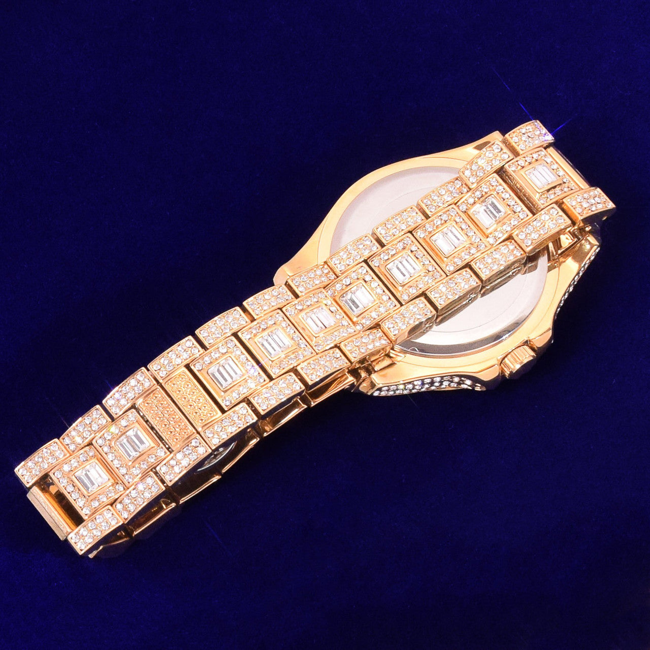 Mens Flooded Iced Baguette Bezel Big Business Hip Hop Wrist Watch