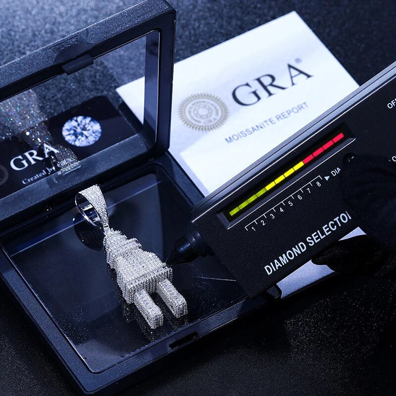 The Plug | Baguette Iced Blinged Out Moissanite Diamond Solid Silver Power Plug Pendant