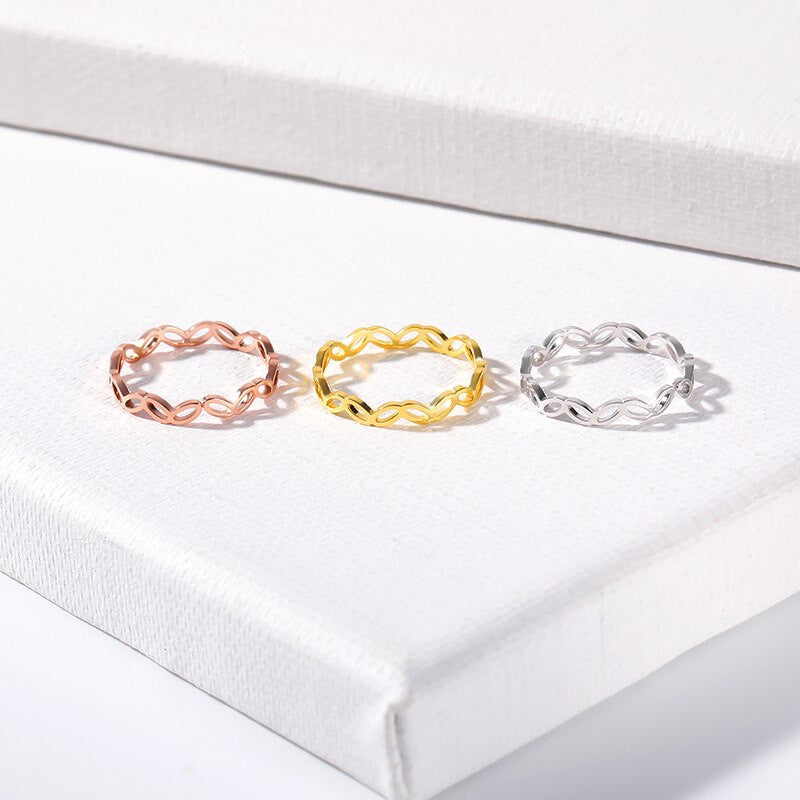 Platinum Rose Gold 18k Hollow Flower Wreath Leaf Garland Fashion Rings