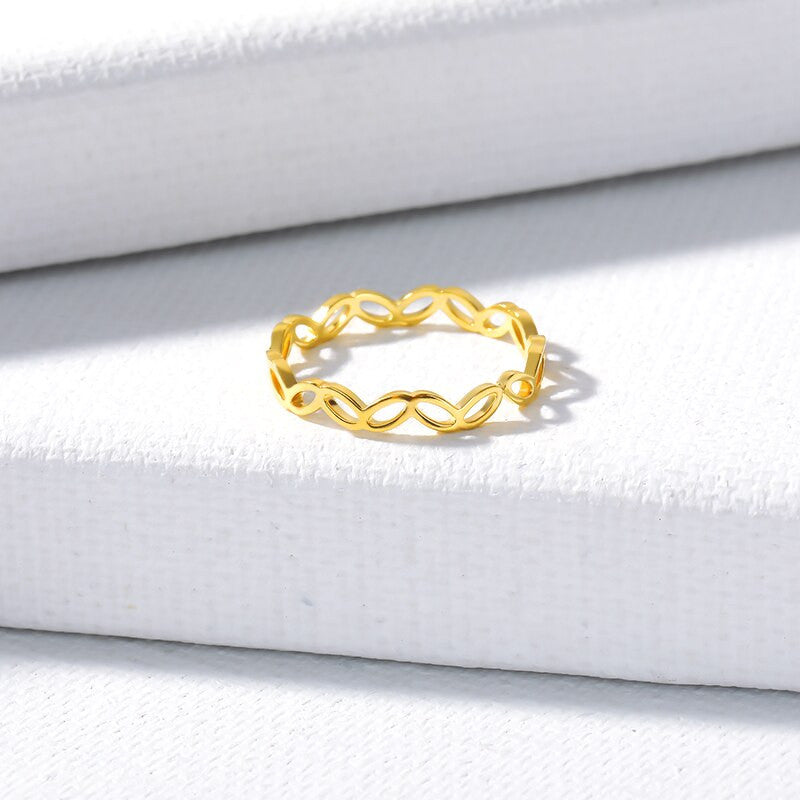 Platinum Rose Gold 18k Hollow Flower Wreath Leaf Garland Fashion Rings