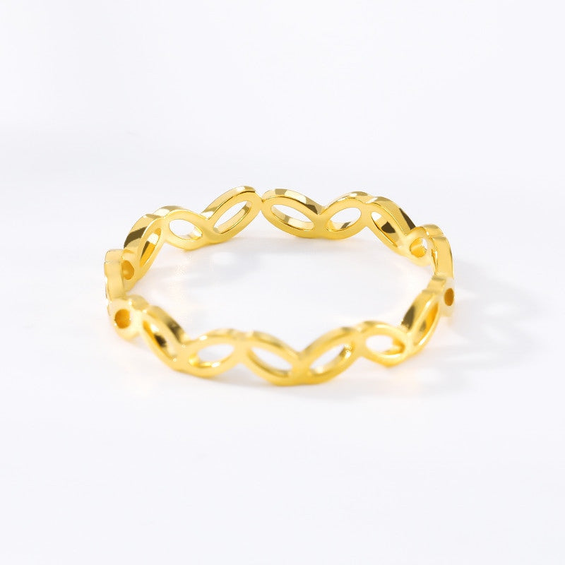 Platinum Rose Gold 18k Hollow Flower Wreath Leaf Garland Fashion Rings