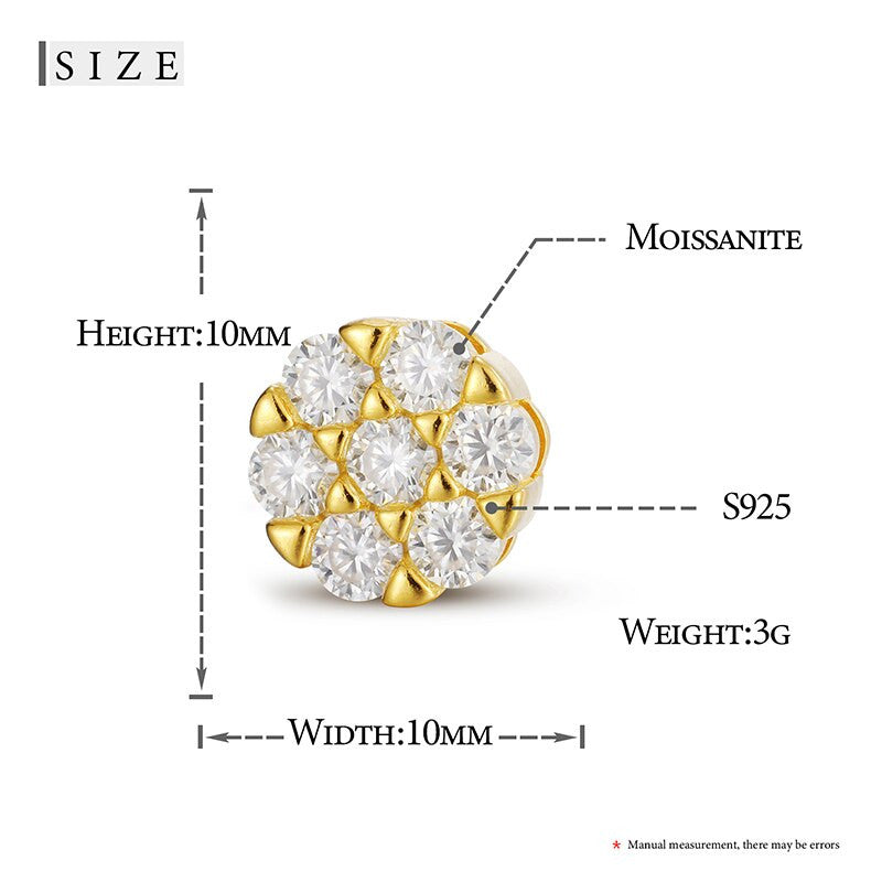 Genuine VVS Lab Diamond Burst Hip Hop 14k Gold over Solid Sterling Silver Earrings