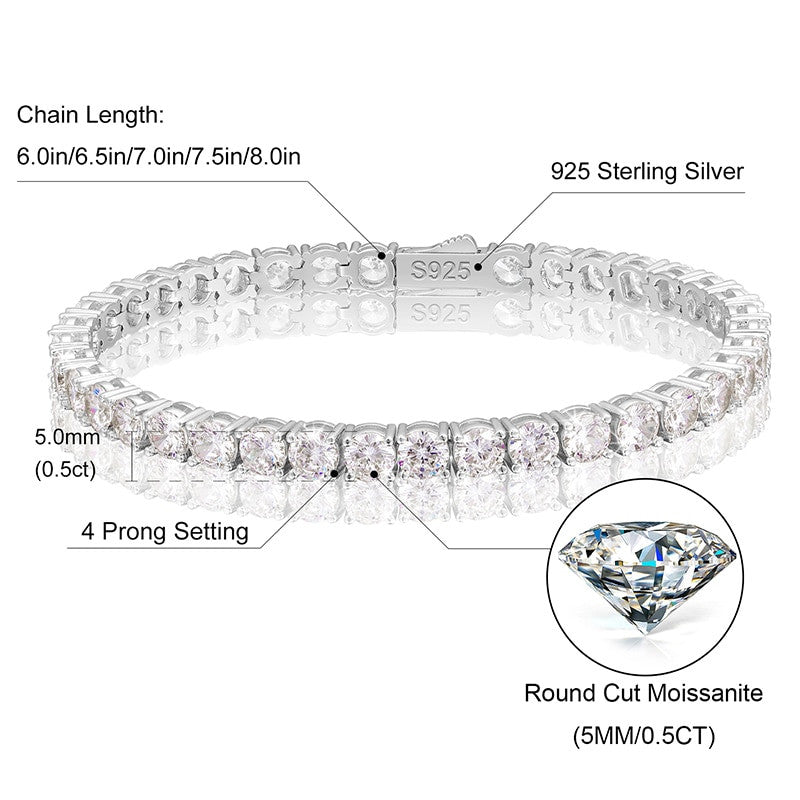 Genuine VVS Diamond Street Wear Casual Flooded Ice Tennis Chain Necklaces Bracelets