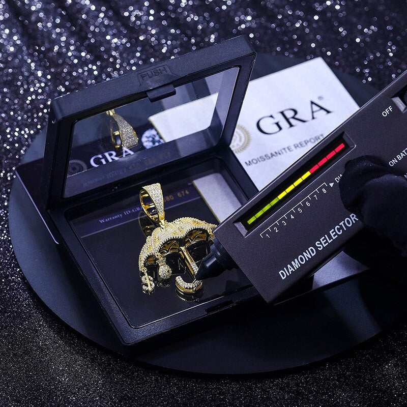 Rich Life | VVS Diamond Moissanite Raining Dollar Money Bag Umbrella Solid Silver Pendant