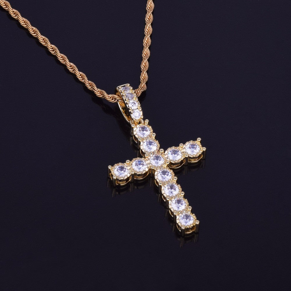22k Gold Flooded Ice Cross Pendant