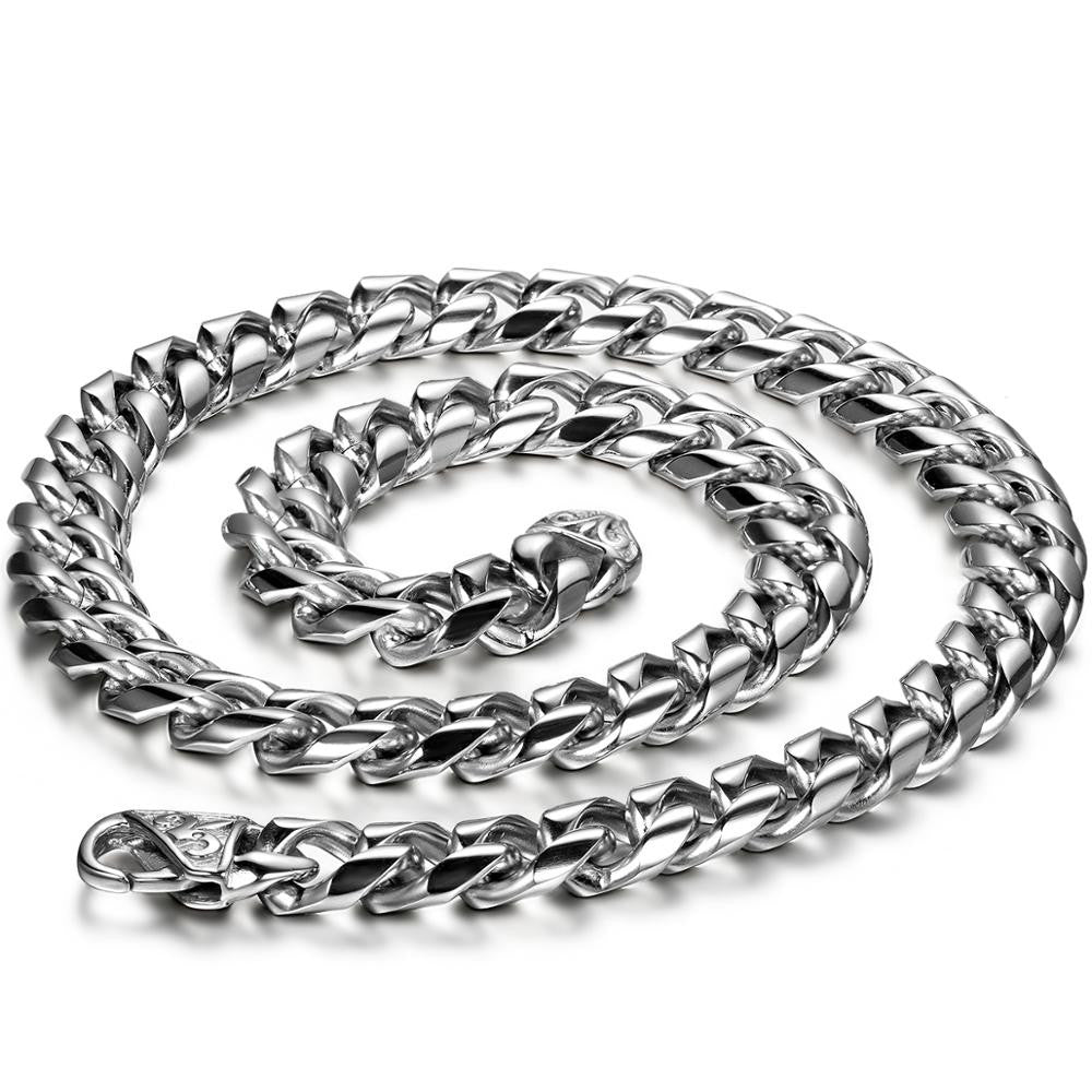 Mens No Fade Stainless Steel Twisted Cuban Link Hip Hop Chain Necklace