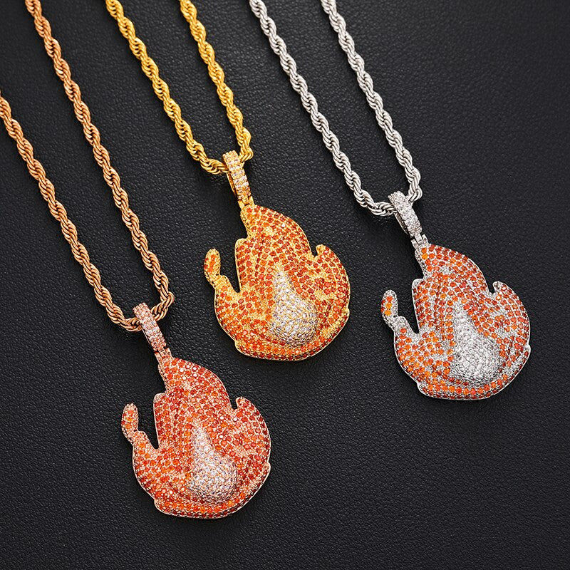 We On Fire Hot Boy Iced Blinged Out 18k 925 Silver Rose Gold Hip Hop Pendant