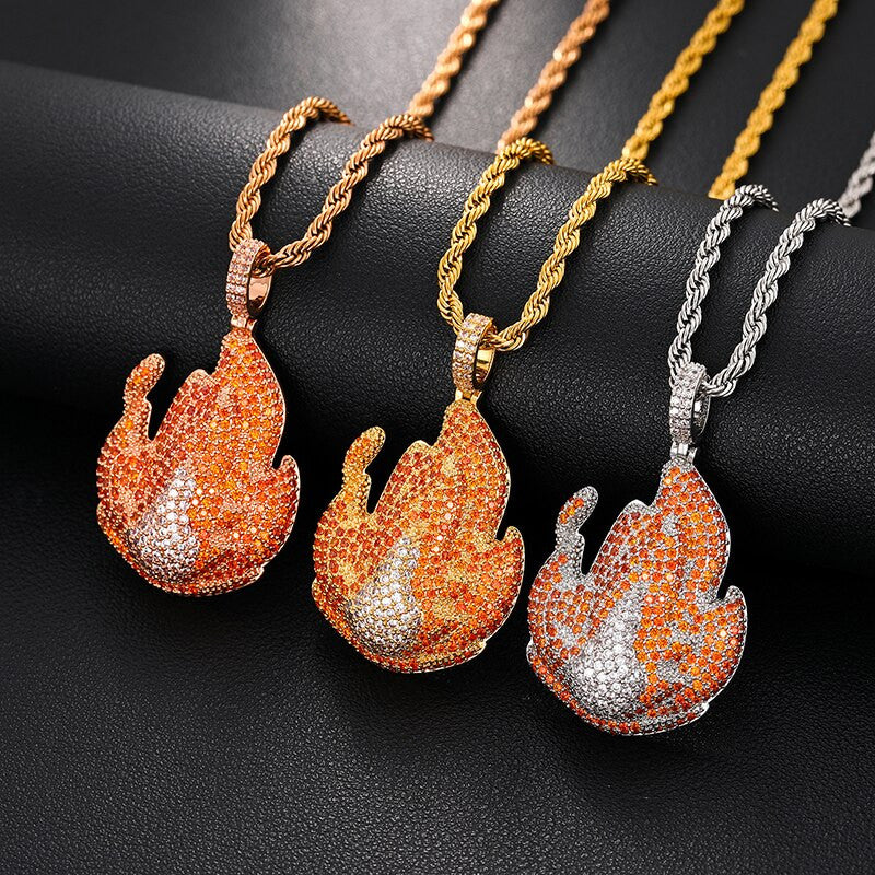 We On Fire Hot Boy Iced Blinged Out 18k 925 Silver Rose Gold Hip Hop Pendant