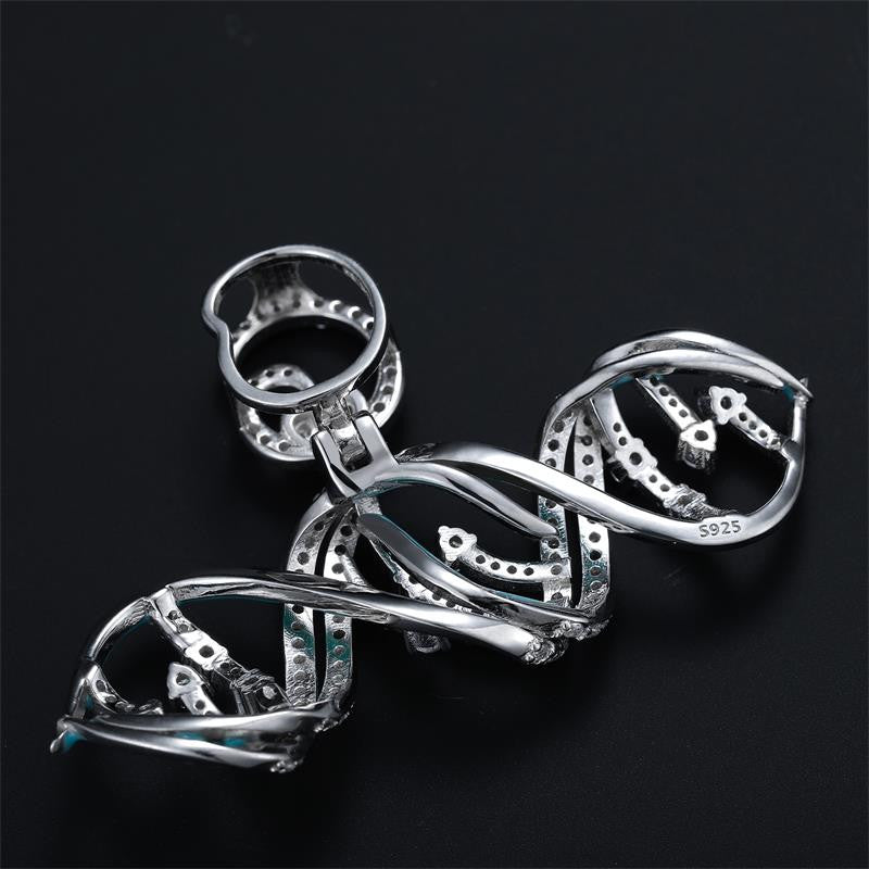 Flooded Ice Genuine VVS Diamond DNA Strand Solid 925 Sterling Silver Pendant