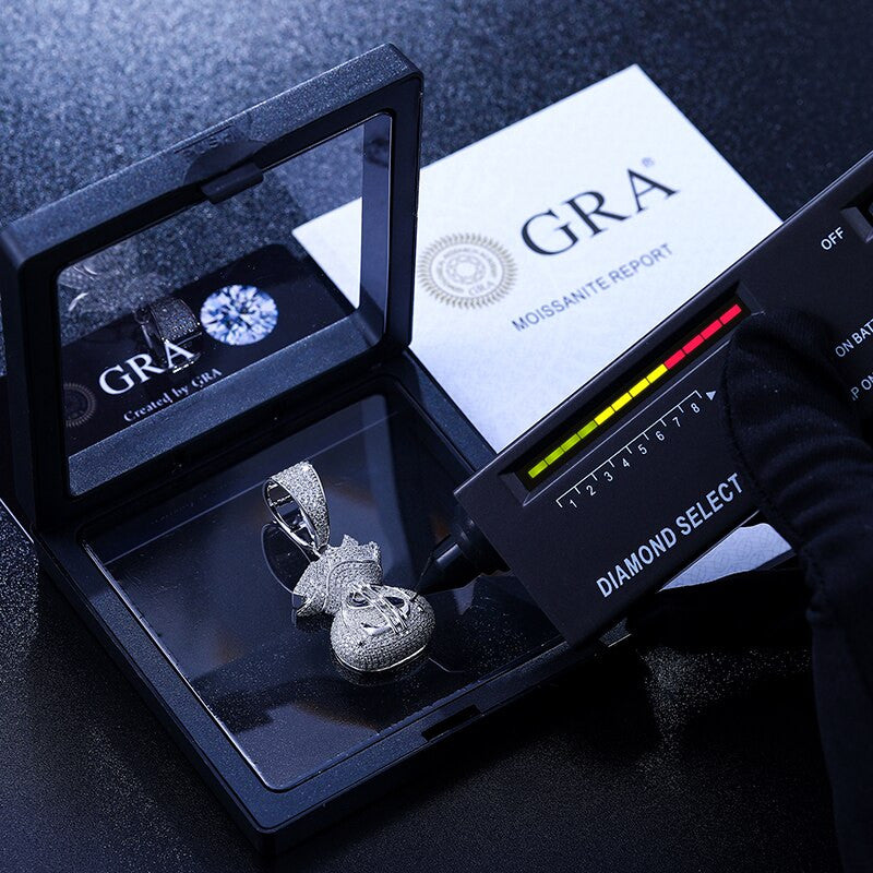 Genuine VVS Lab Diamond Secure The Bag Money Bag Hip Hop Chain