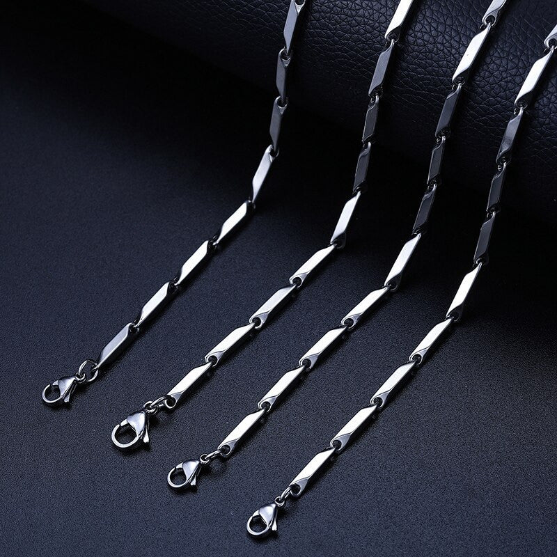 Solid No Fade Stainless Steel Hip Hop Bullet Chain 3mm Necklace