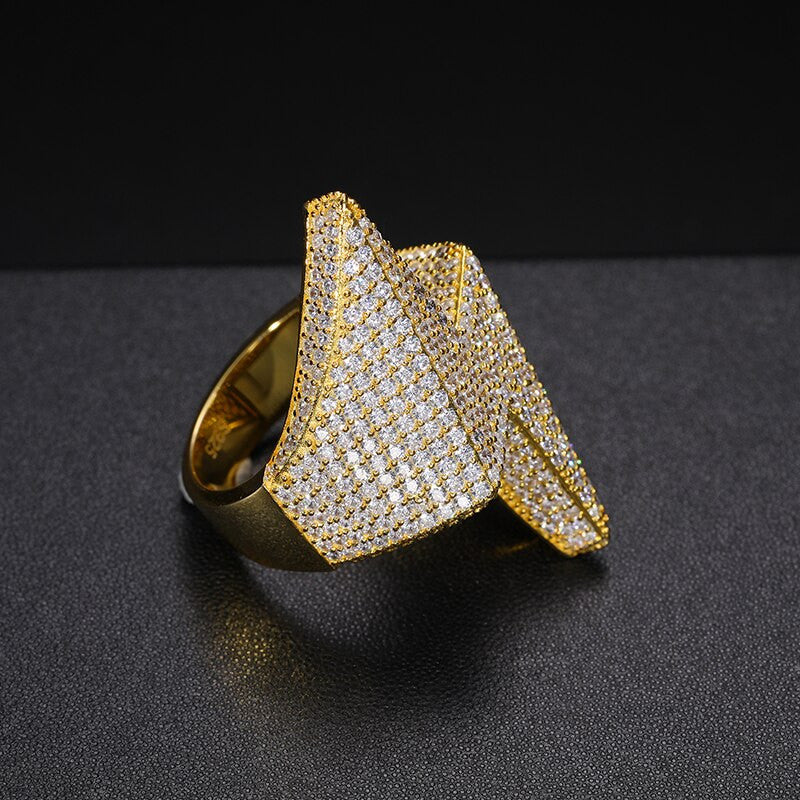 Solid Sterling Silver Genuine VVS Diamond Lightning Strike Hip Hop Rings