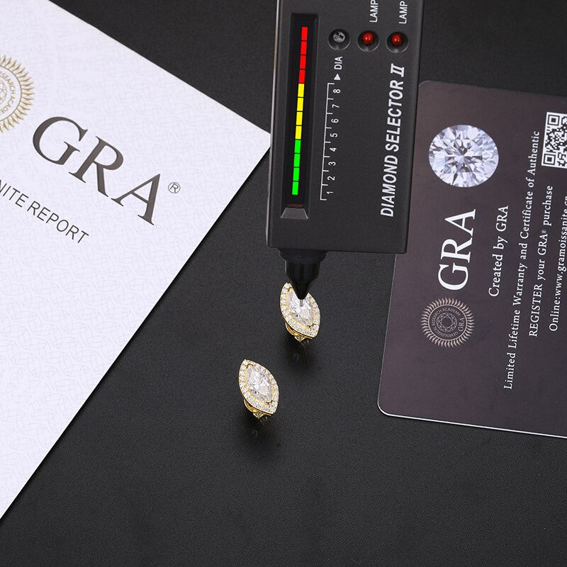 Solid 925 Sterling Silver Genuine VVS Diamond Stone Evil Eye Iced Blinged Out Earrings