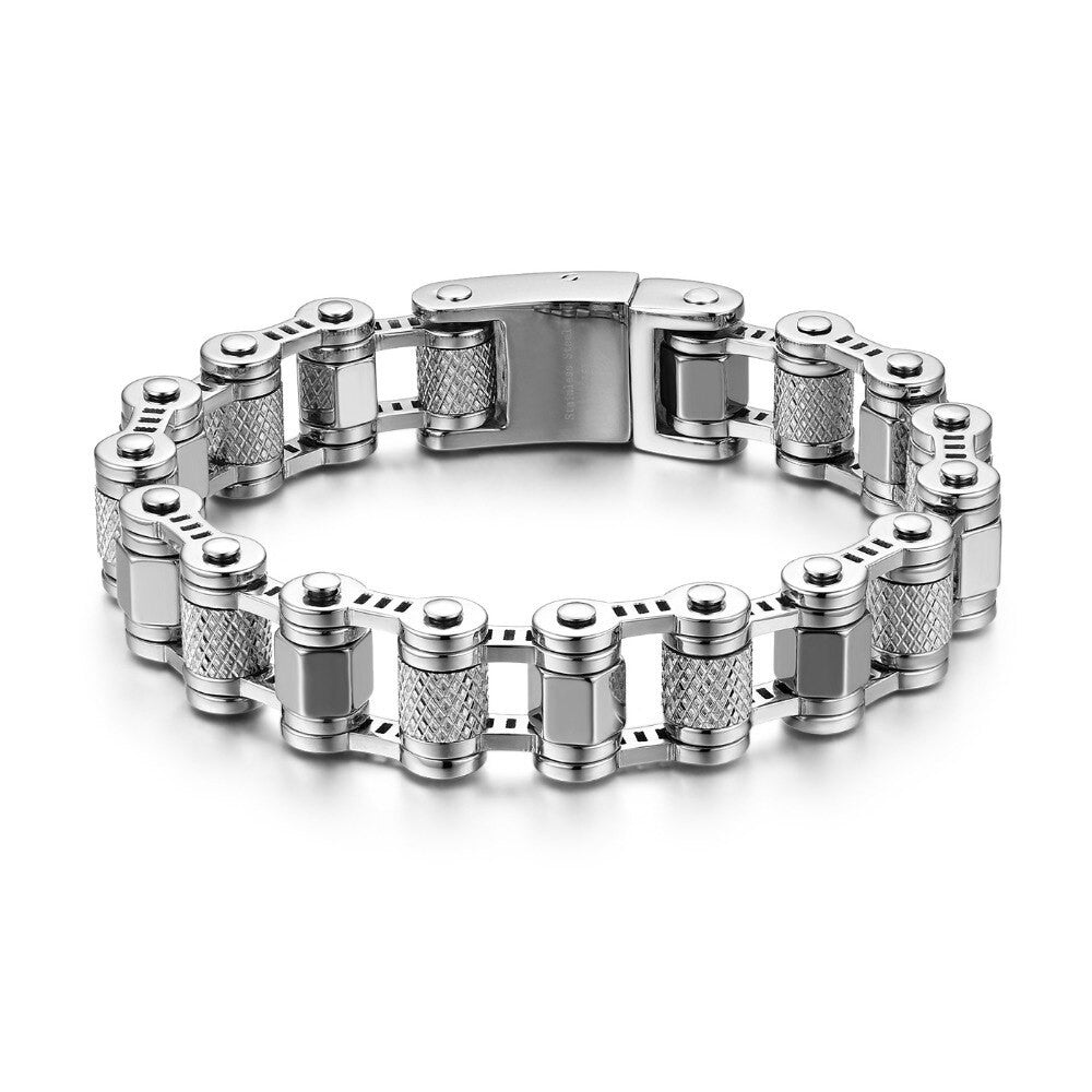 No Fade Stainless Steel Skull Face Biker Boy Motorcycle Chain Bracelets