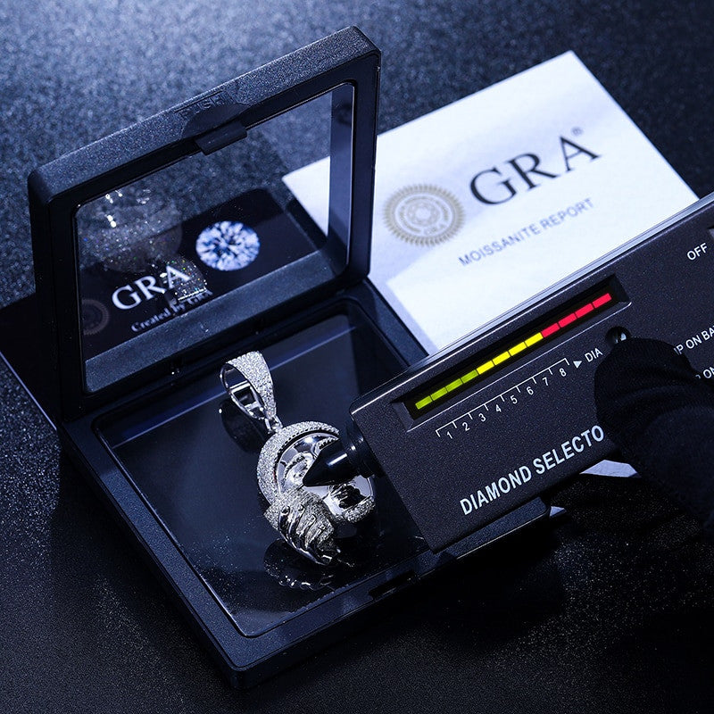 Drank in My Cup Head Hip Hop Chain Solid Sterling Silver Lab Diamond Pendant