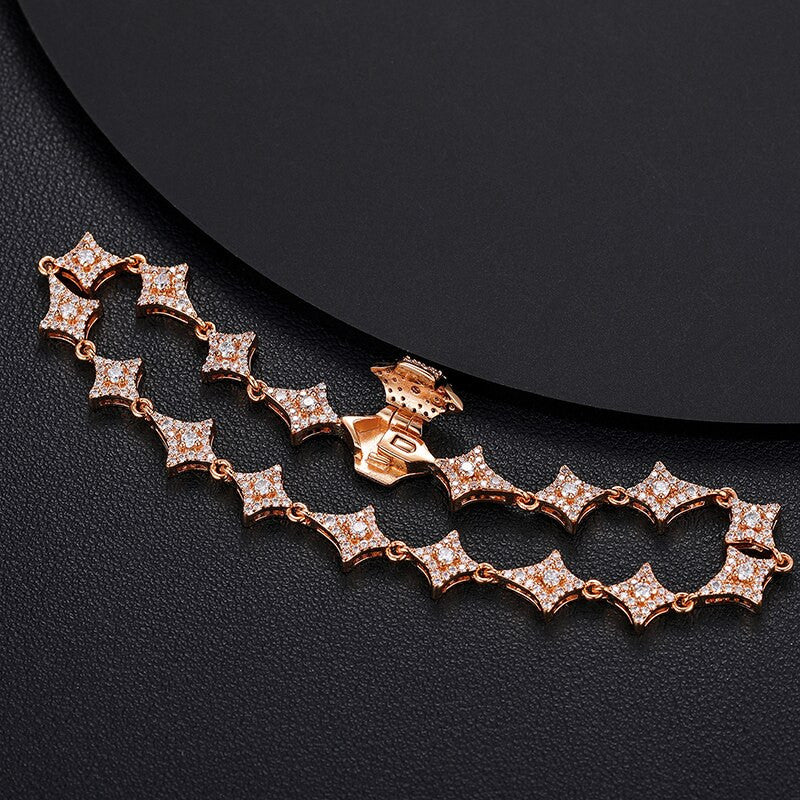 VVS Lab Diamond Solid Sterling Silver Stardust Star Studded Street Wear Bracelets