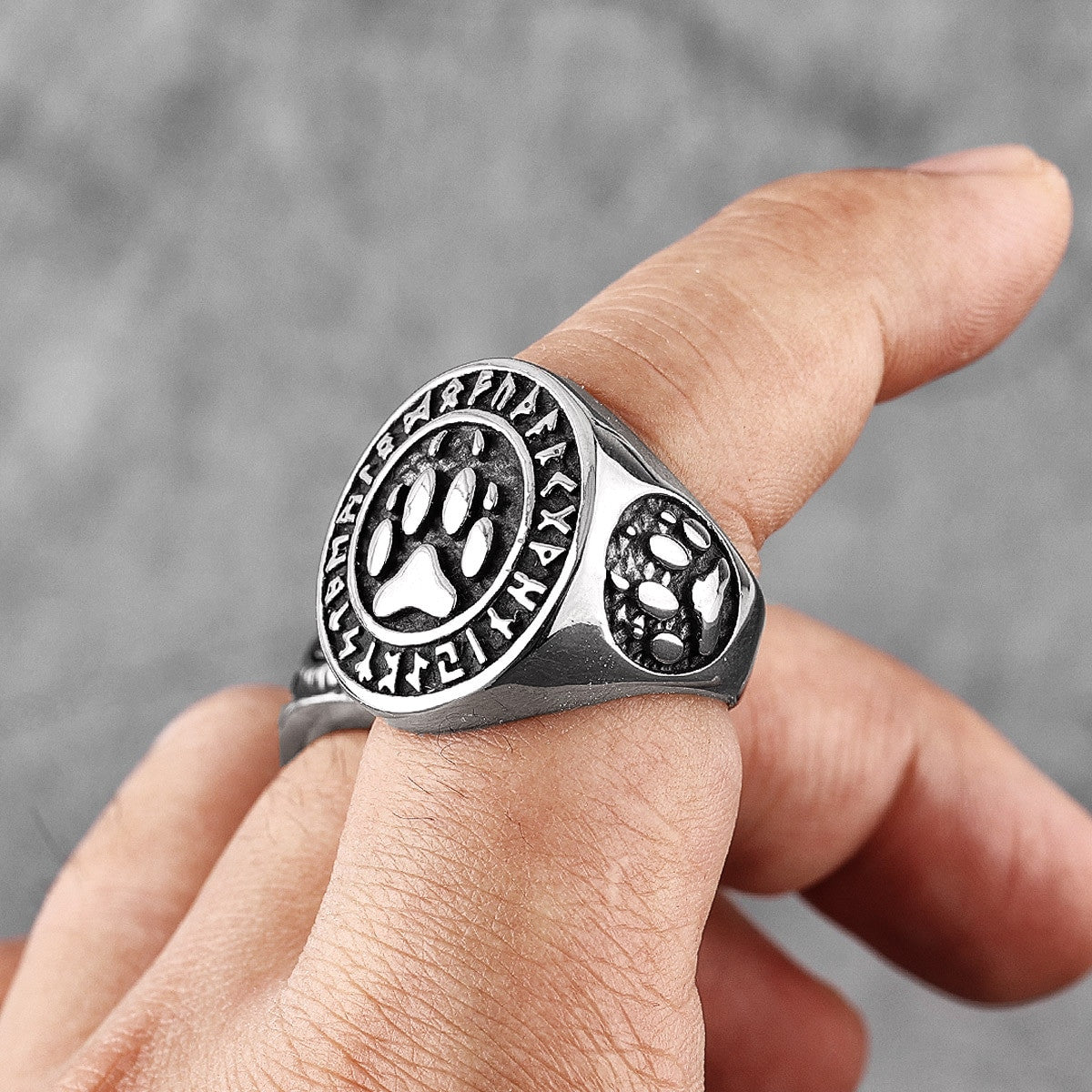 Mens Stainless Steel Norse Mythology Bear Tribe Tribal Paw Rings