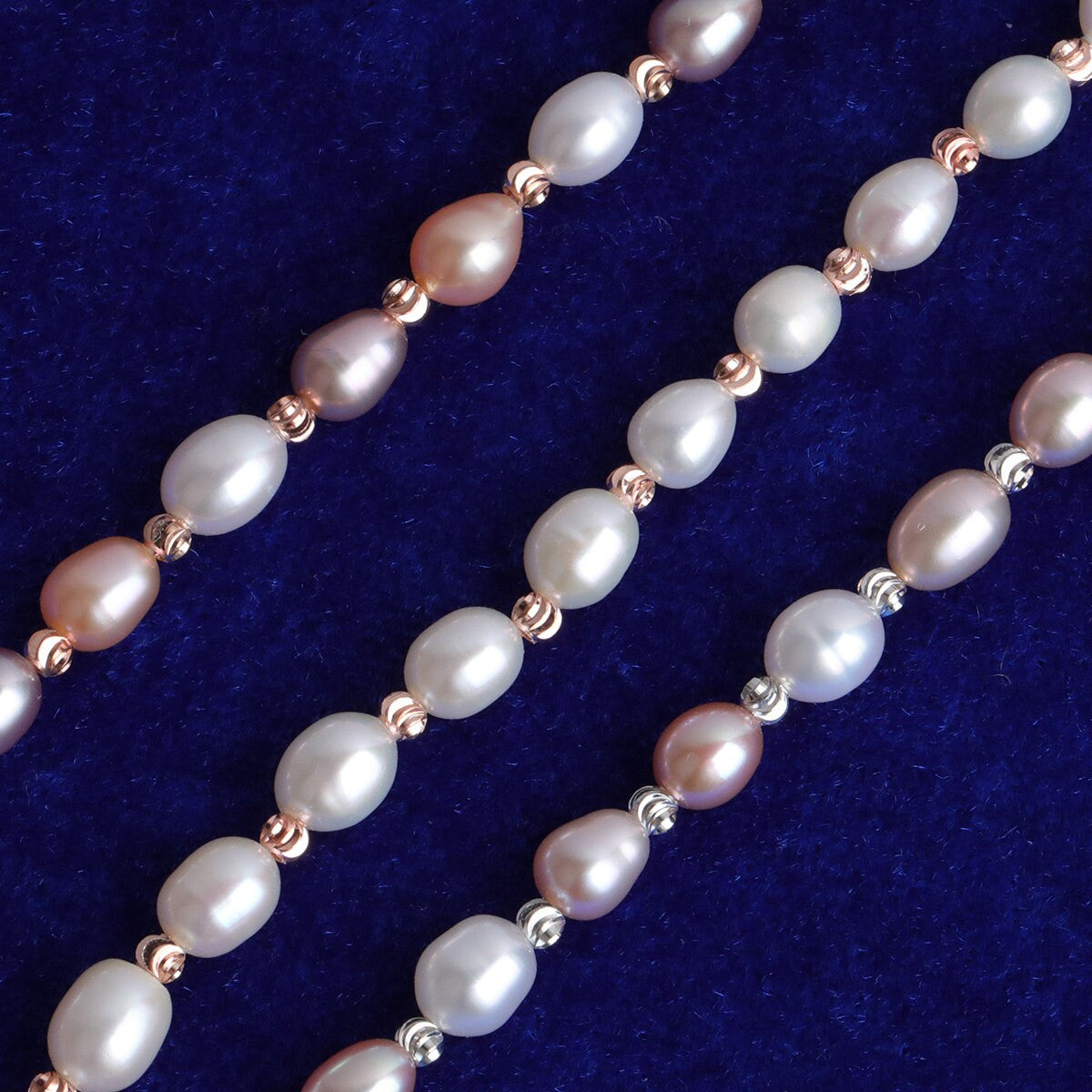 Ladies Casual High Fashion 925 Sterling Silver Rose Yellow Gold Pearl Bracelet