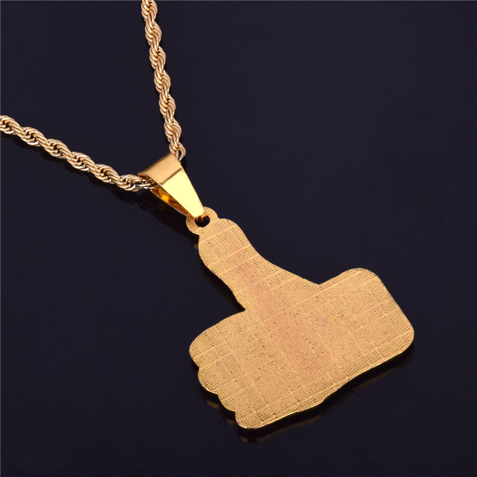 Thumbs Up | AAA Simulate Diamond Stone 14k Gold Hip Hop Pendant Chain